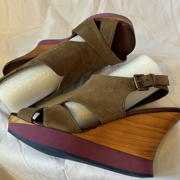 Audley London Stacked Open Toe Platform Wedge Sandals Women's size 6/37 - Picture 2 of 7